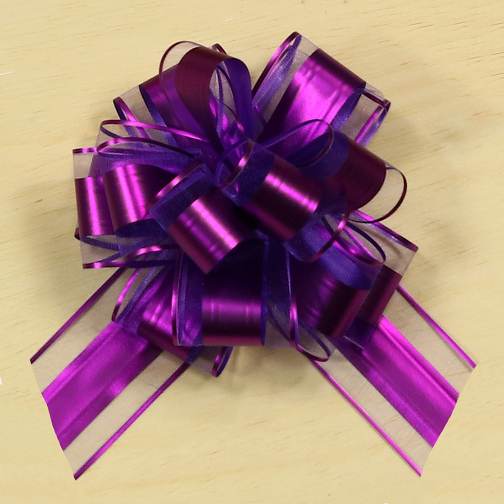 Snow Ribbon Pull Bow 5" 2/pk