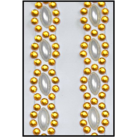 Adhesive Rhinestone Flower Oval Gold 12x18mm