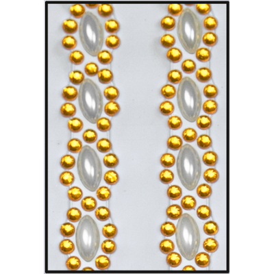 Adhesive Rhinestone Flower Oval Gold 12x18mm