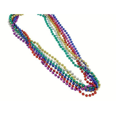 Assorted Metallic 7mm Bead Necklaces 12/pk