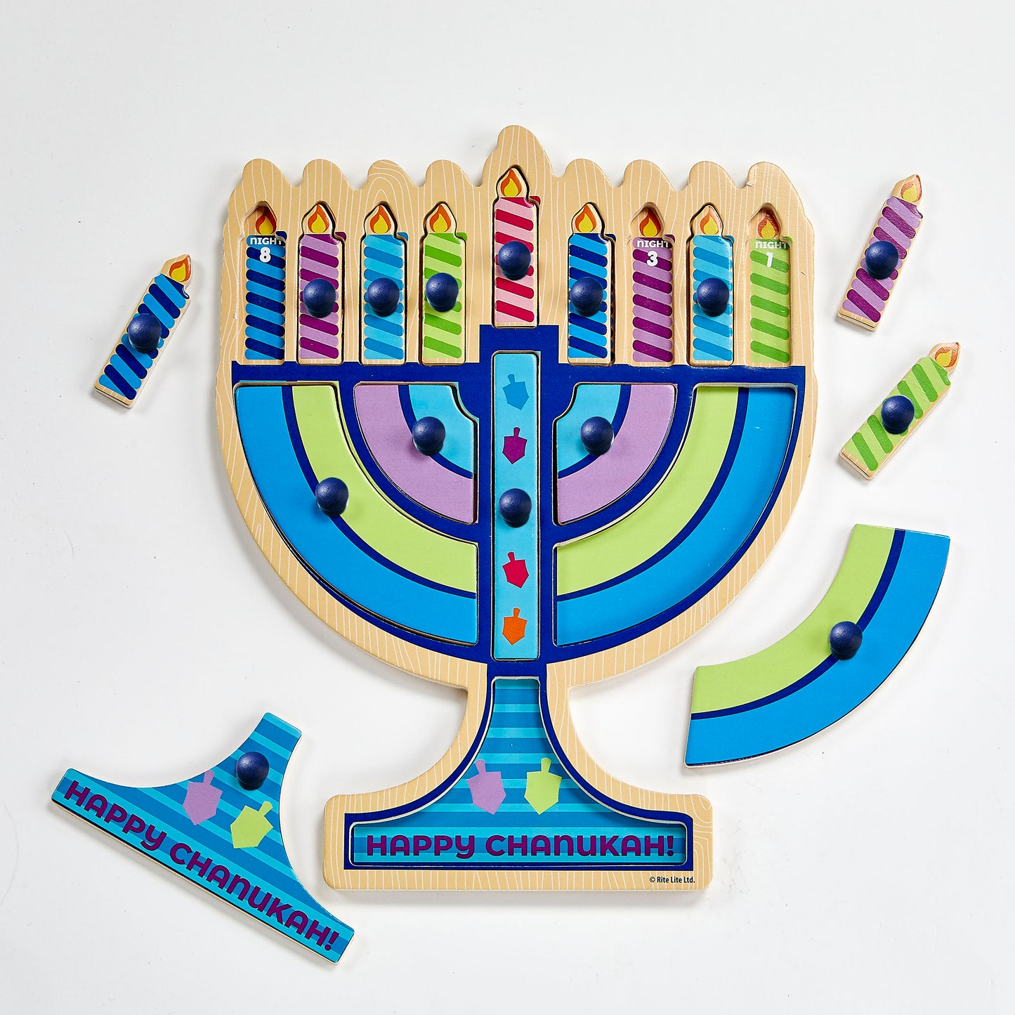Menorah Shaped Wood Puzzle  9.00" x 0.75" x 11.50"