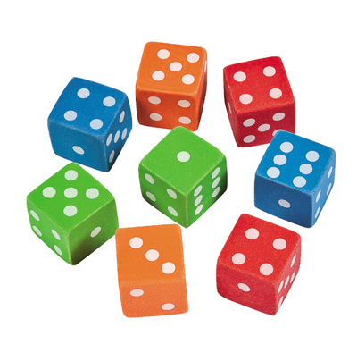 Mini Dice Erasers 1" 12/pk