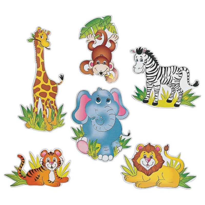 Jumbo Zoo Animal Cutouts 8" - 21 1/4" -6 pc.