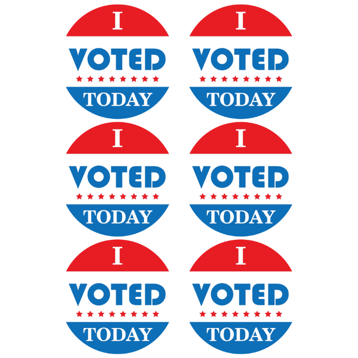 I Voted Circle Stickers 50mm Color Print 10/pk