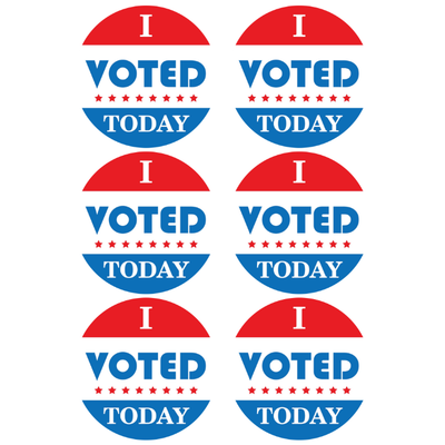 I Voted Circle Stickers 50mm Color Print 10/pk