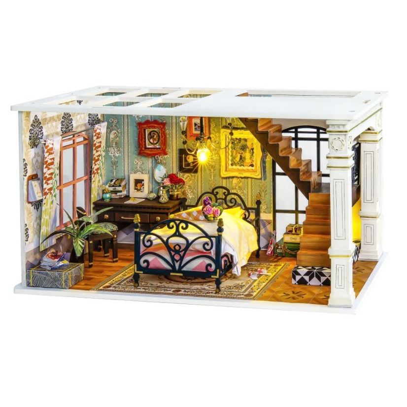 Paris Bedroom DIY Miniature Dollhouse Kit