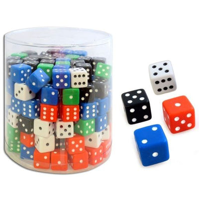 16MM Dice Assorted Colors, 200/pk