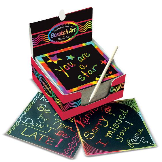 Box of Rainbow Mini Notes Scratch Art Pads & Sets 125 Pc