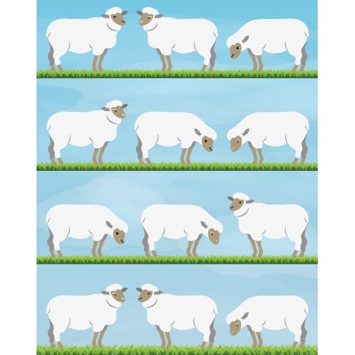 Sheep Die Cut 1 1/2" X 1" Stickers 6 sheets