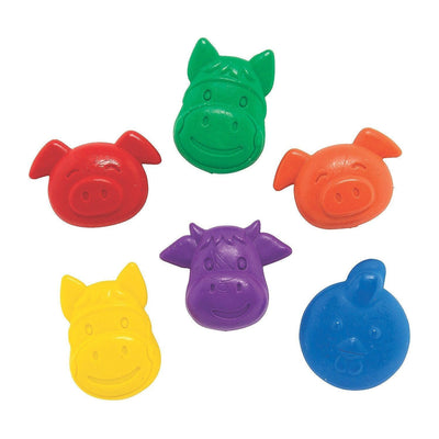Farm Animal-Shaped Crayons, Assorted, 1",