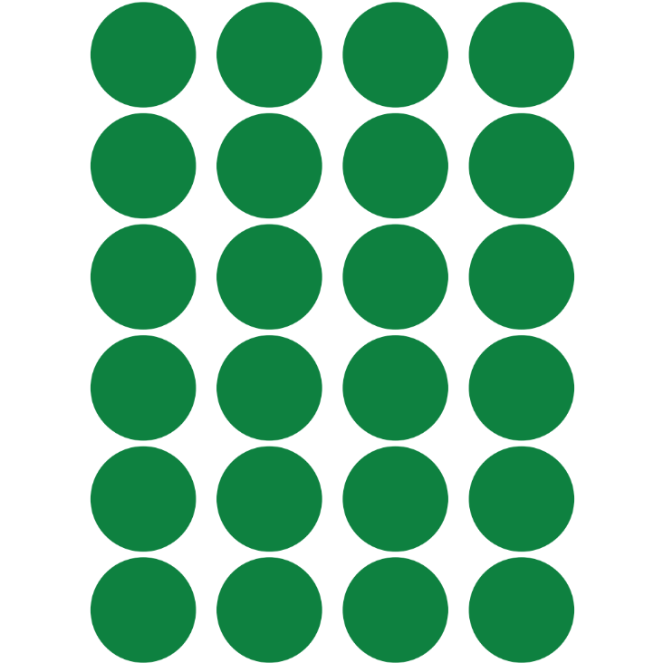 Color Coding Dot Stickers All 1" Green 25mm Color Print 32/pk
