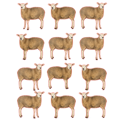 Sheep Die Cut Stickers Color Print 10/pk
