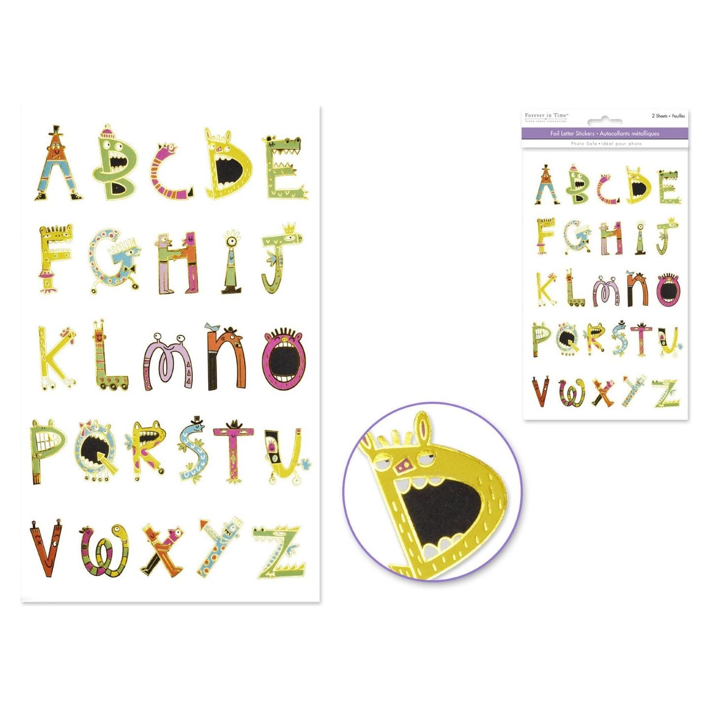 Paper Alphabet stickers (Cool Creatures) 2 sheets