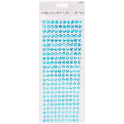 240 ct Stone Sticker, Round with Mini sugar stone trim -Blue. 8mm