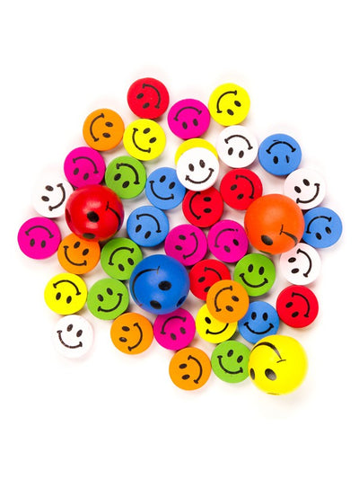 large Wood Smiley Multi 40pcs (closeout)