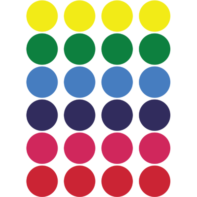 Color Coding Dot Stickers All 1" Assorted 25mm Color Print 25/pk