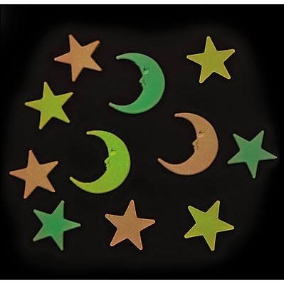 Plastic glow in the dark stars and moons 144/pk