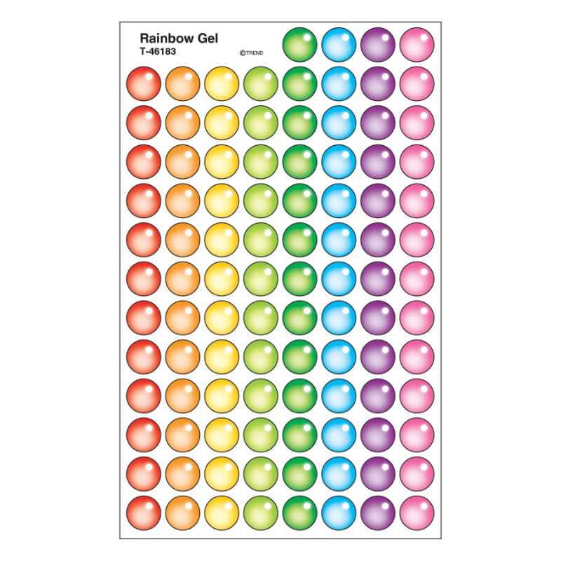 Rainbow Gel Stickers 7/16" (8 Sheets)