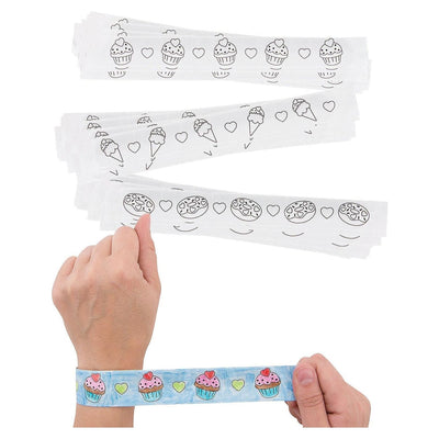 Bulk Color Your Own Sweet Treats Slap Bracelets ,Assorted, 9" 48/pk