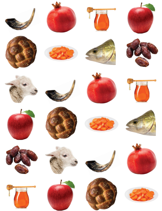 Rosh Hashana Assorted stickers 1" Round 25mm Color Print 10/pk