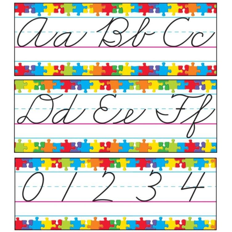 Jigsaw Alphabet Cursive Bulletin Board Set 6 1/2in x 17ft 9/pk (Discontinued)