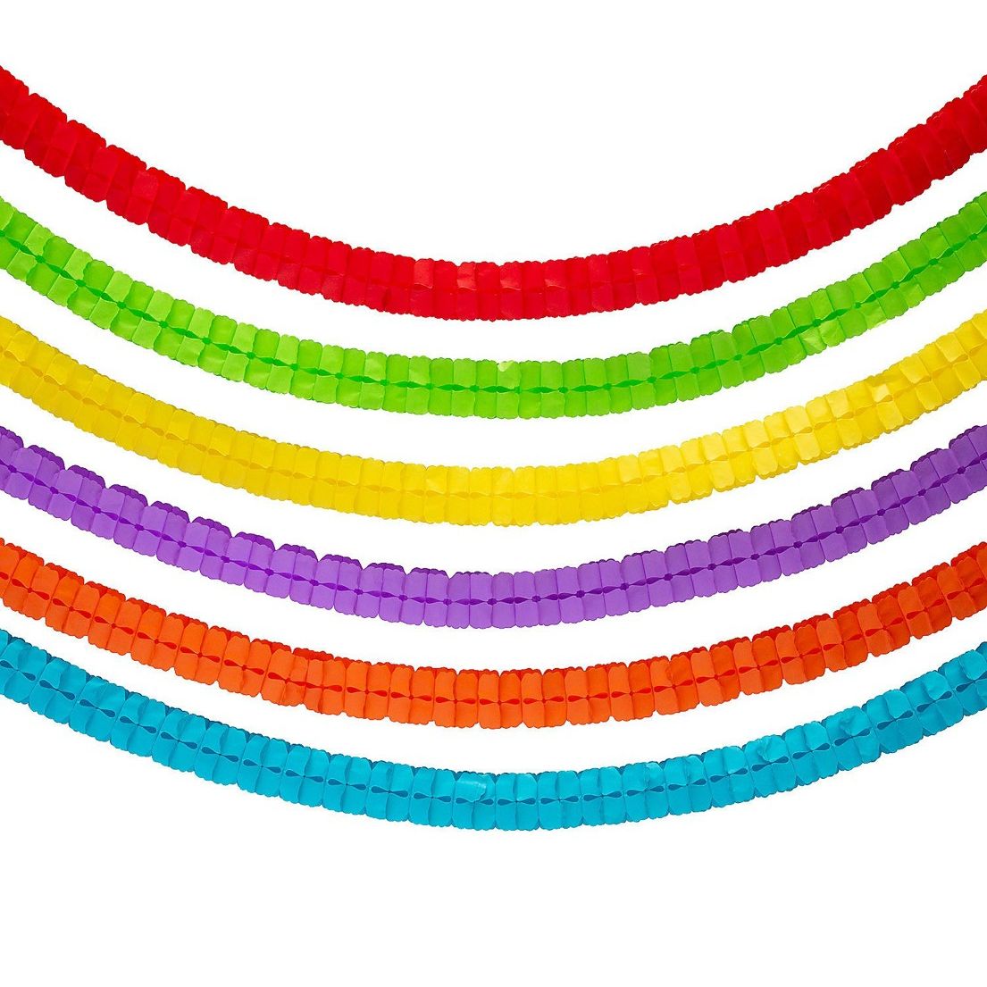 Rainbow Colors Tissue Paper Garlands 9 ft. - 6 Pc.
