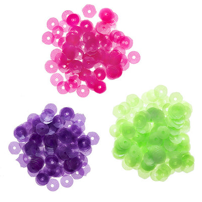 Neon Sequins: Pink/Green/Purple, 5mm, 0.15 Grams (Closeout)