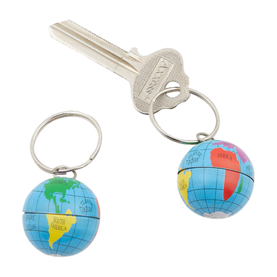 Metal Globe Keychains (12 pcs)