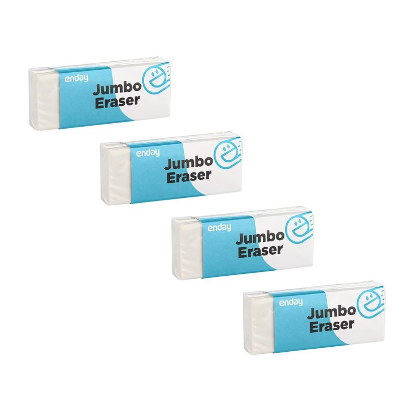 Jumbo White Erasers 4/pk