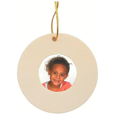DIY Wood Round Picture Frame Ornaments 3 1/4" holds a 2" photo - 12 Pc.
