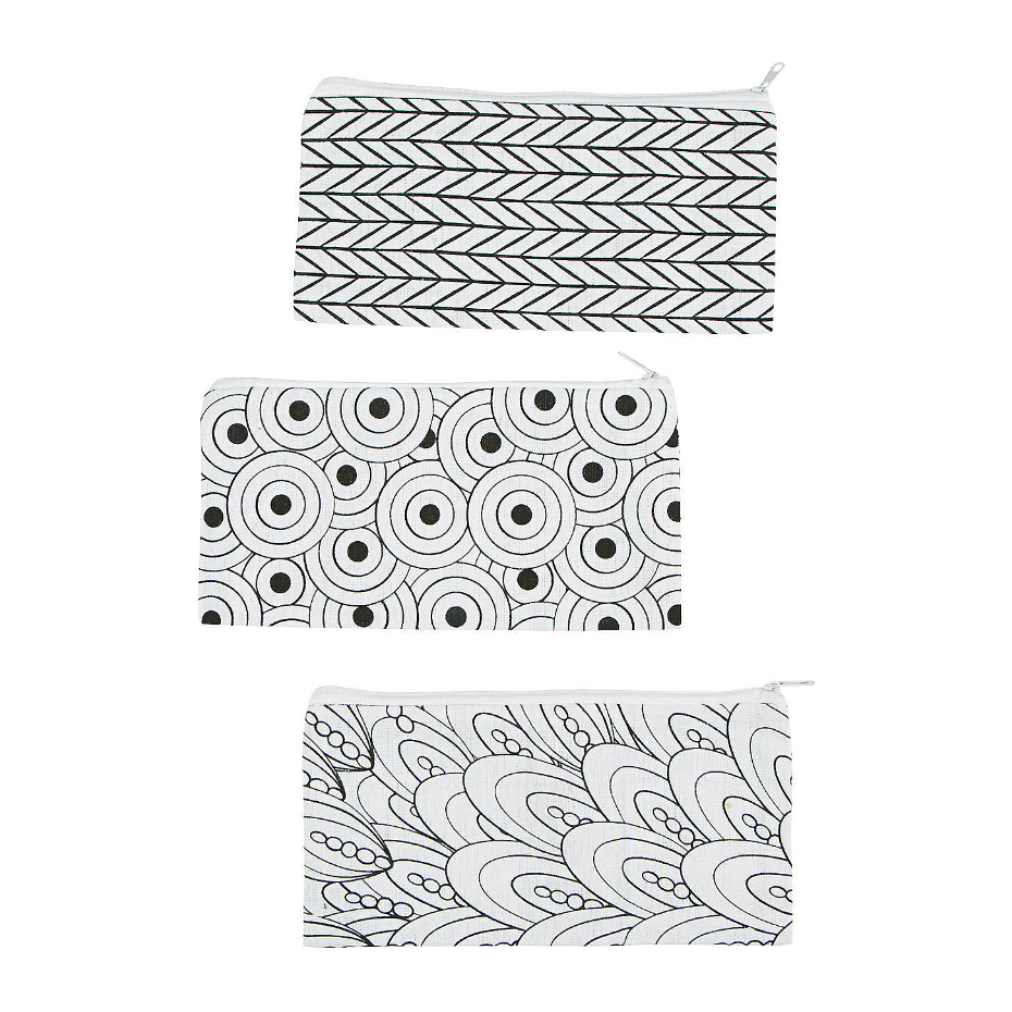 Color Your Own Canvas Doodle Pencil Cases - 12 Pc.
