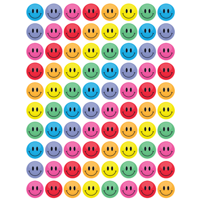 Colorful Smiles Stickers 7/16" Round 13mm Color Print 10/pk