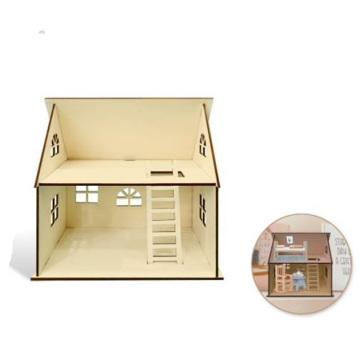 DIY 3D Doll House Structure Open Roof 7" x 10 1/2" x 9.8"