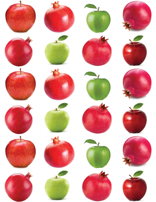 Red Apple and Pomegranate Stickers Round 25mm Color Print 10/pk