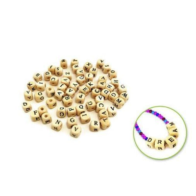 Wood Letter Beads Natural 10mm 60/pk (closeout)