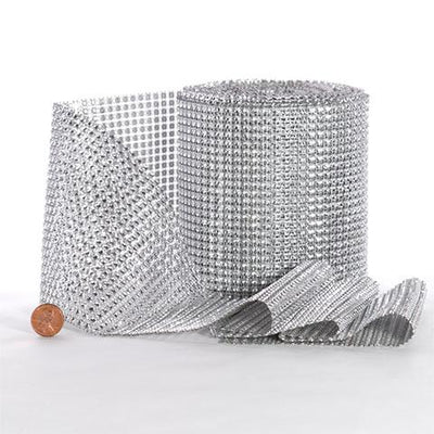 Silver Faux Jewel Diamond Wrap 4 3/4" 10yds