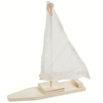 6 1/2" x 7 1/2" DIY Wood Sailboat Coloring Craft Kits - 12 Pc.