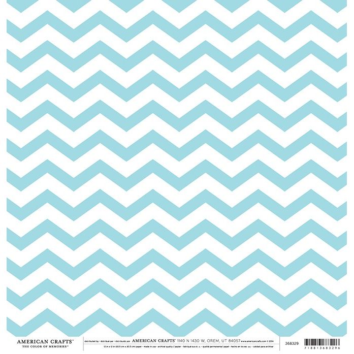 Open Stock -Patterned Paper - Double Sided - Sky Blue Chevron