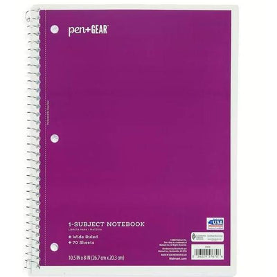 One Subject Spiral Wide Ruled 70 Sheets
