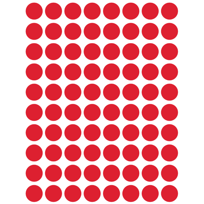 Color Coding Dot Stickers All 1/2" Red 13mm Color Print 32/pk