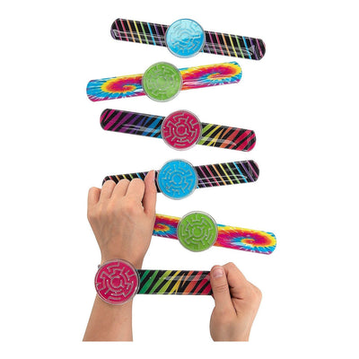 Multicolor Slap Bracelets with Maze Puzzle, Assorted, 8 1/2" 12/pk