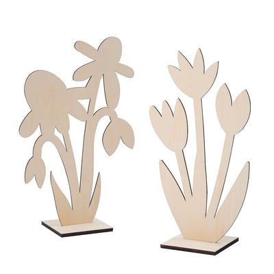 DIY Unfinished Wood Flower Crafts Approx 8 3/4" x  13 1/2" 6 pc.