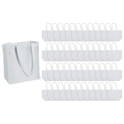 12" x 14" Bulk Large White Nonwoven Shopper Tote Bags - 48 Pc.