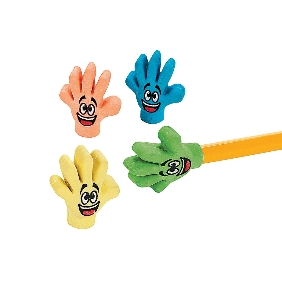 High Five Hand Eraser Toppers 12PK