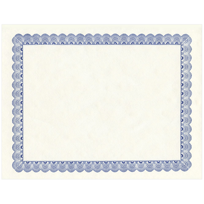 Conventional Parchment Certificate Paper 8 1/2" x 11" 50 Sheets Blue