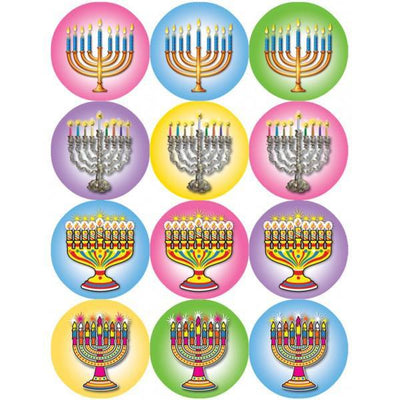 Chanukkah Menorah Colorful Stickers (closeout)