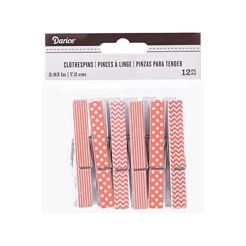 Decorative Coral Print.Clothespins:2.75", 12 pcs. (Discontinued)