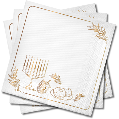 Chanukah Napkins White 20/pk