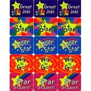 Applause Stars Success Stickers 1 3/8" X 1" 120/pk