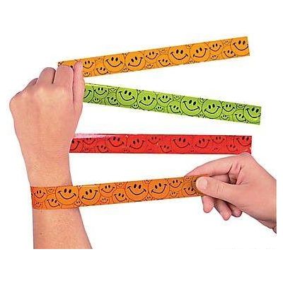 Plastic Smile Face Slap Bracelets 12/pk